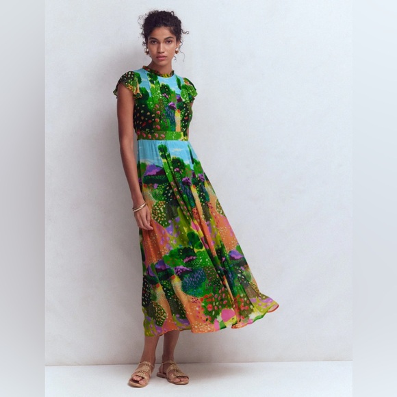 Boden Dresses & Skirts - NWT BODEN Pleat Ruffle Maxi Dress in Multi Garden Path